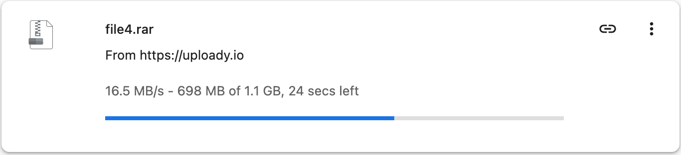 Uploady Premium browser speed test showing 16.5 MB/s